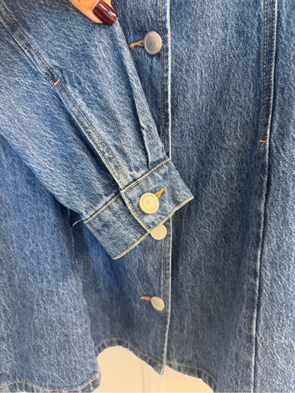 ✅ NWOT Blank NYC Denim V-Neck Button Front Long Sleeve Mini Dress size S - Picture 5 of 15